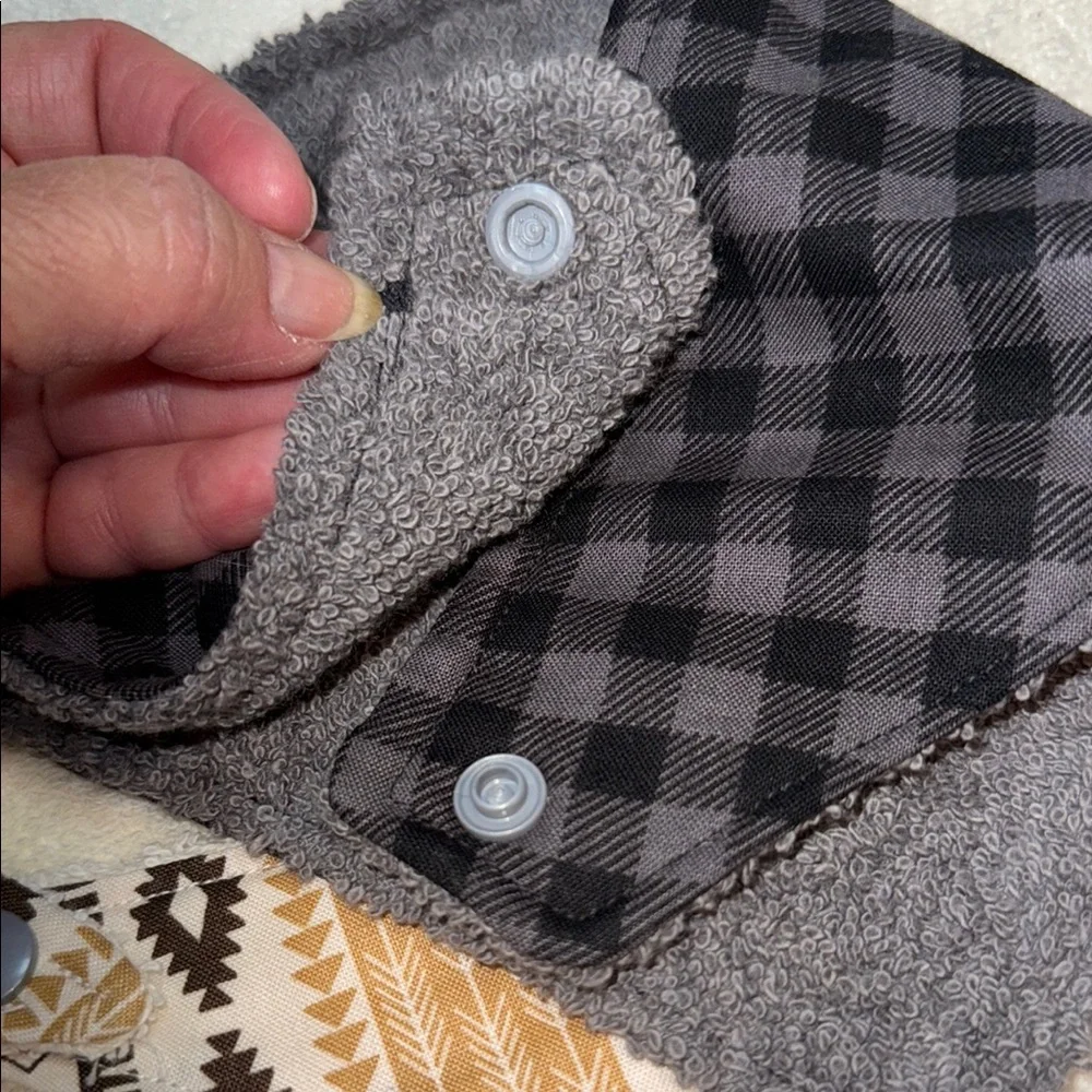 Reversible Bandana drool Bibs in Black Plaid and Tribal Print handmade